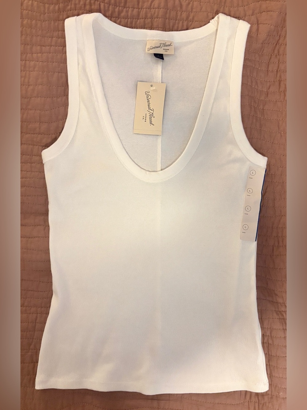 Universal Thread White Ribbed Scoop Neck Tank